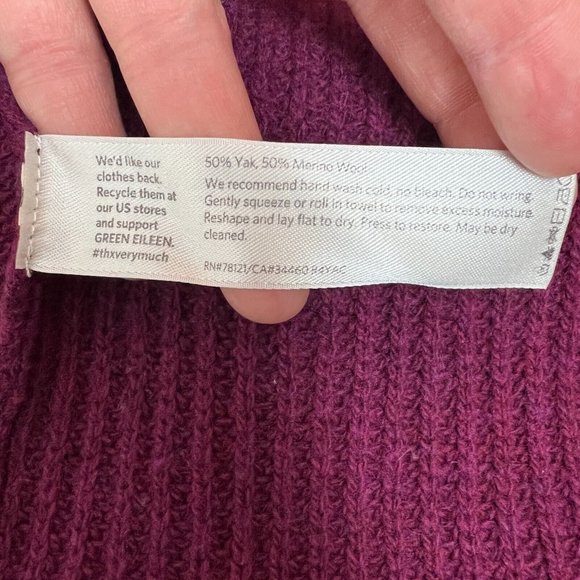 Eileen Fisher Sweater Womens XS Purple Yak Wool Turtleneck Long Sleeve Knit - Picture 9 of 9